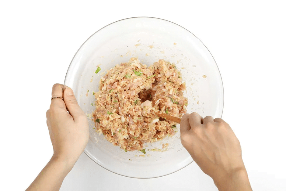 Ground Chicken and Egg with Bread Crumb Mixture