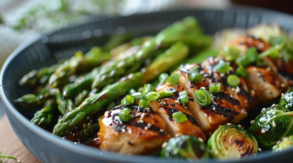 Brussels Sprouts and Grilled asparagus