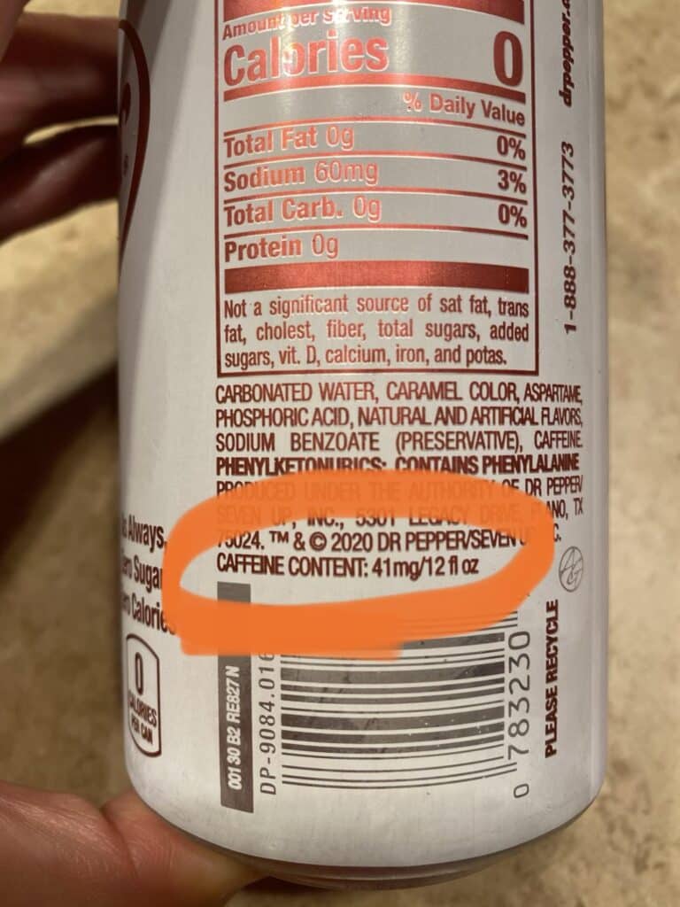 Caffeine Content in Diet Dr Pepper