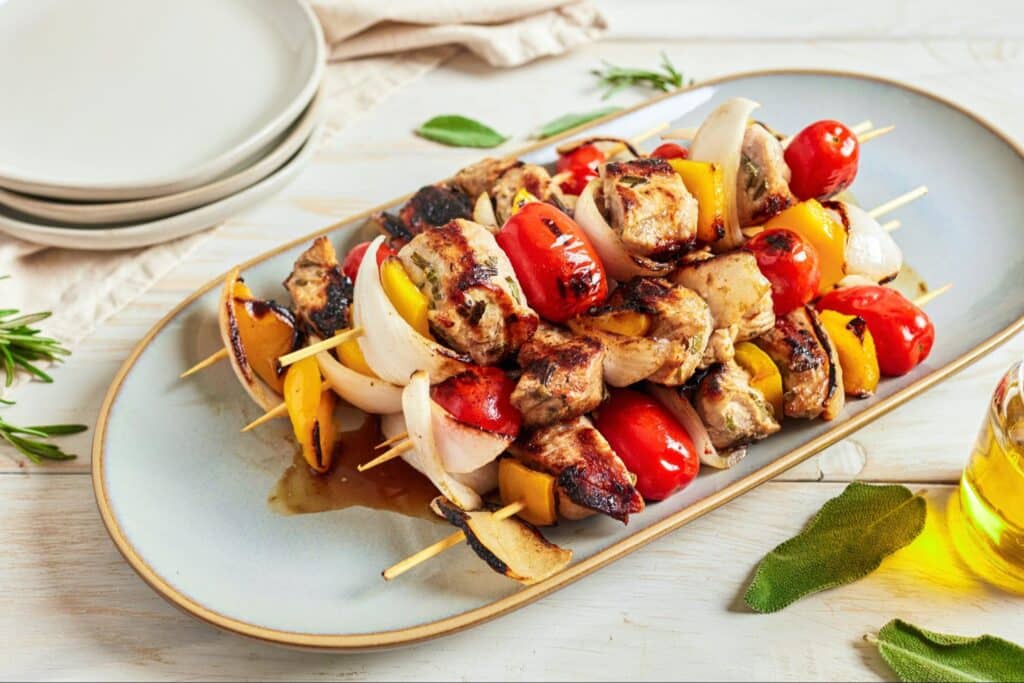 Pork and Vegetable Skewers