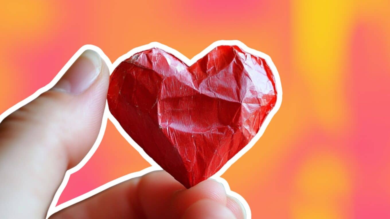 Creating a Heart from a Gum Wrapper