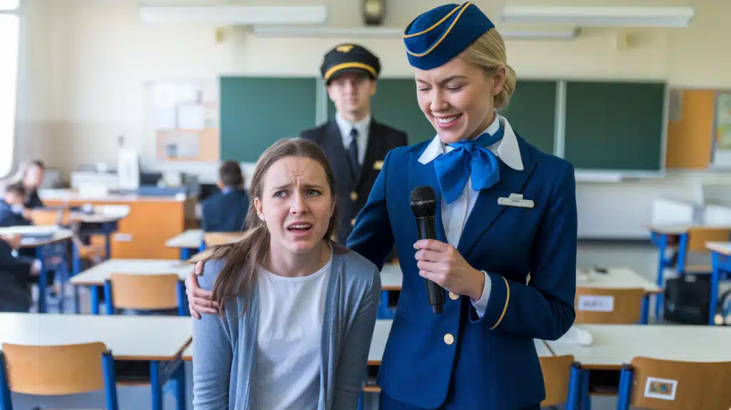 Flight Attendant and Passenger