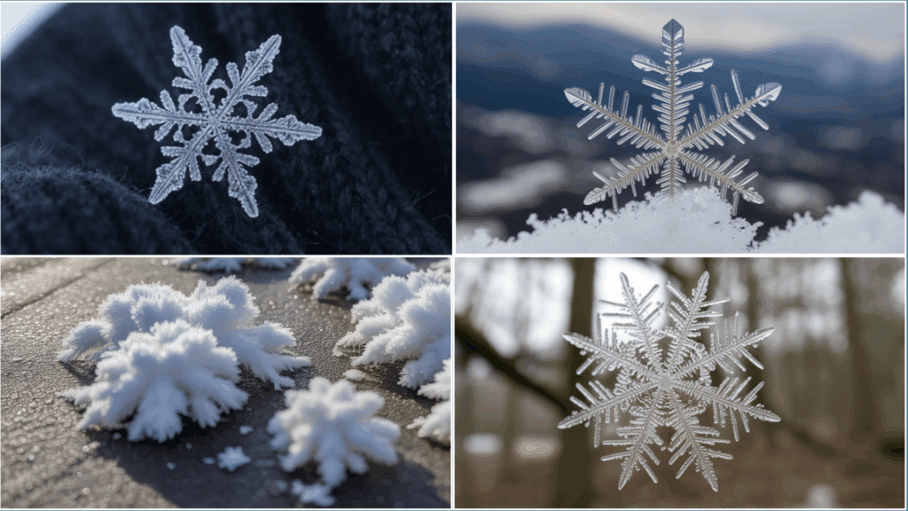Different Types of Snowflakes and Snow