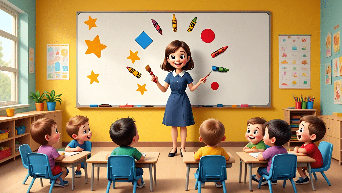 kindergarten teacher drawing