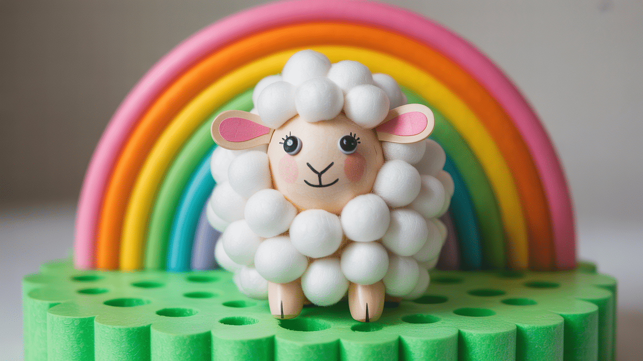 Cotton_Ball_Sheep_with_a_Rainbow