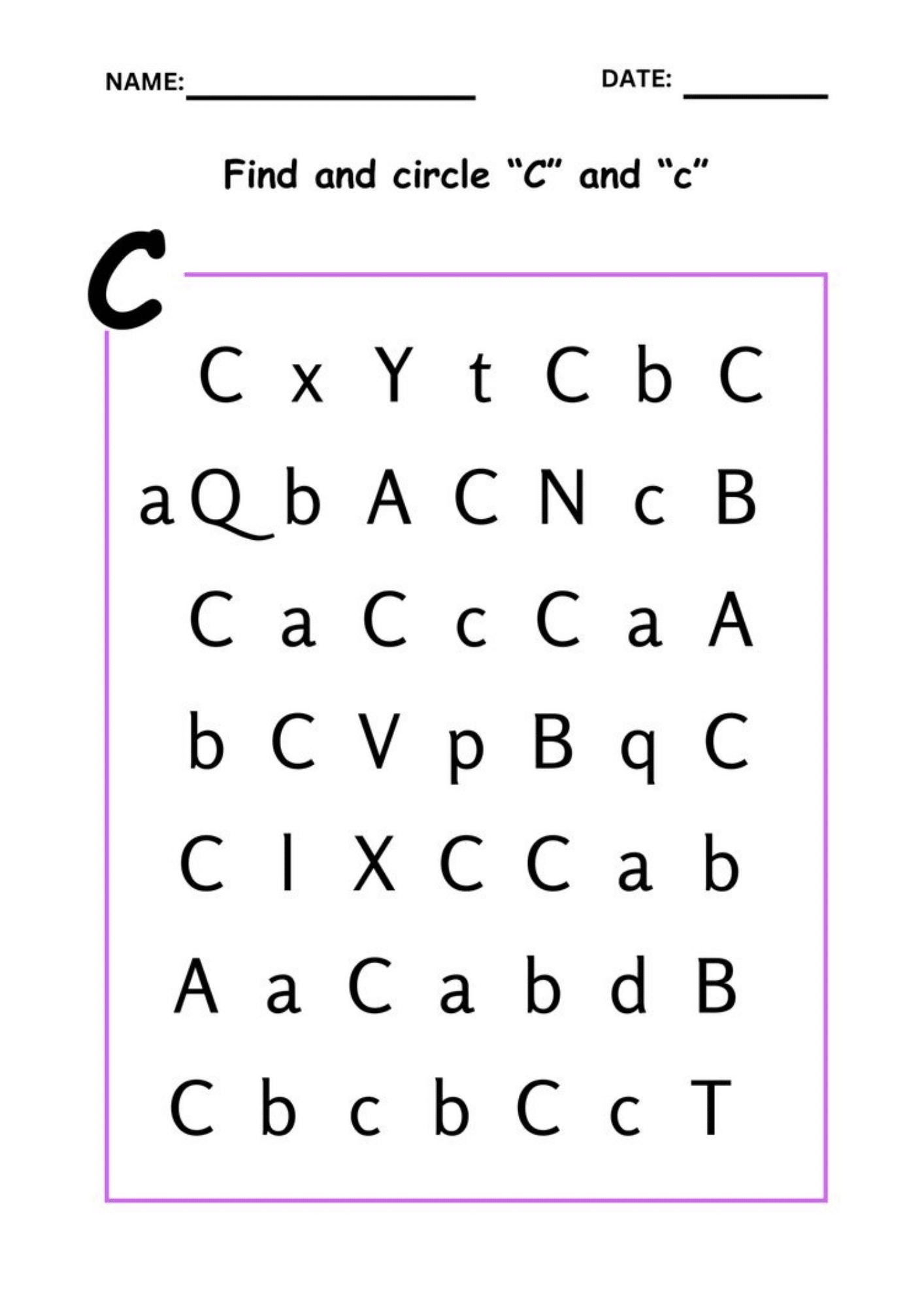 Find_and_Circle_the_Letter_C