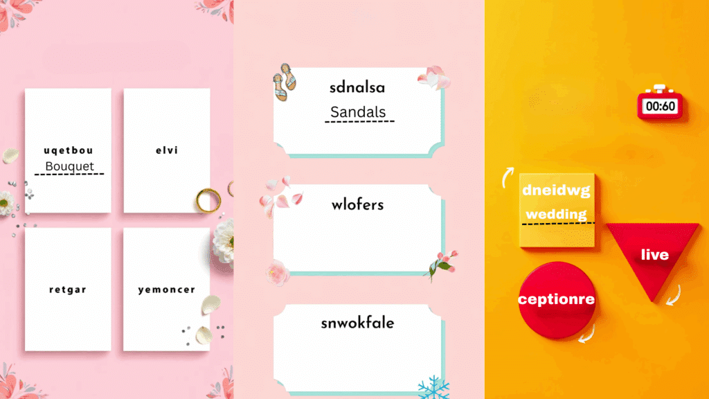 Types of Bridal Shower Word Scramble Games